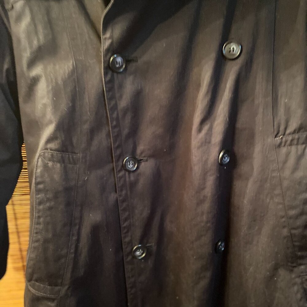 London Fog Black Double Breasted Trench Coat Removable Lining Size 40 - Picture 2 of 8